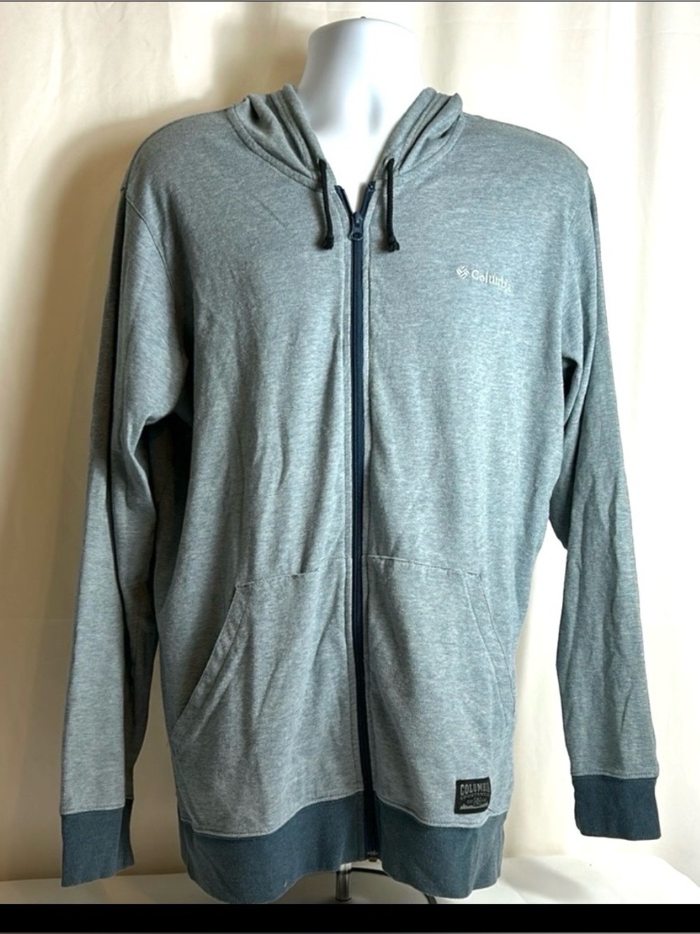 Columbia Men’s Size Large Steel Blue Full Zip Hoodie Long Sleeve Sweat Jacket